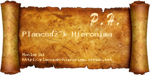 Plancsák Hieronima névjegykártya